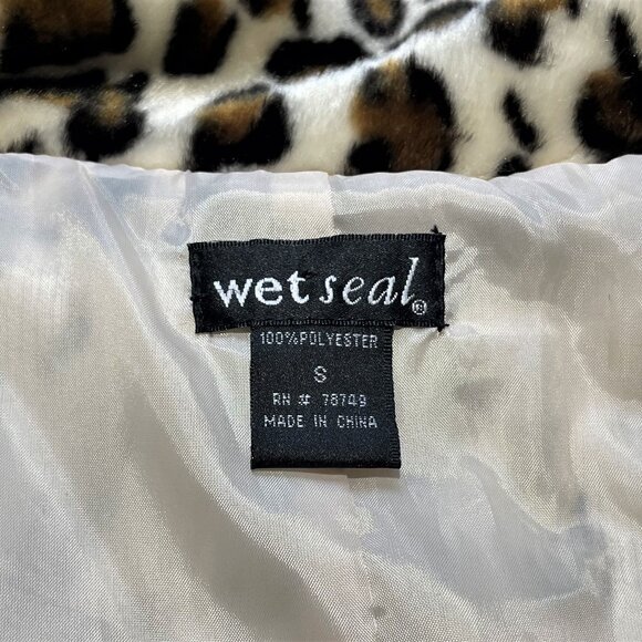 Wet Seal faux fur cheetah print leopard trim jacket womens small RN#78749 - Picture 4 of 9